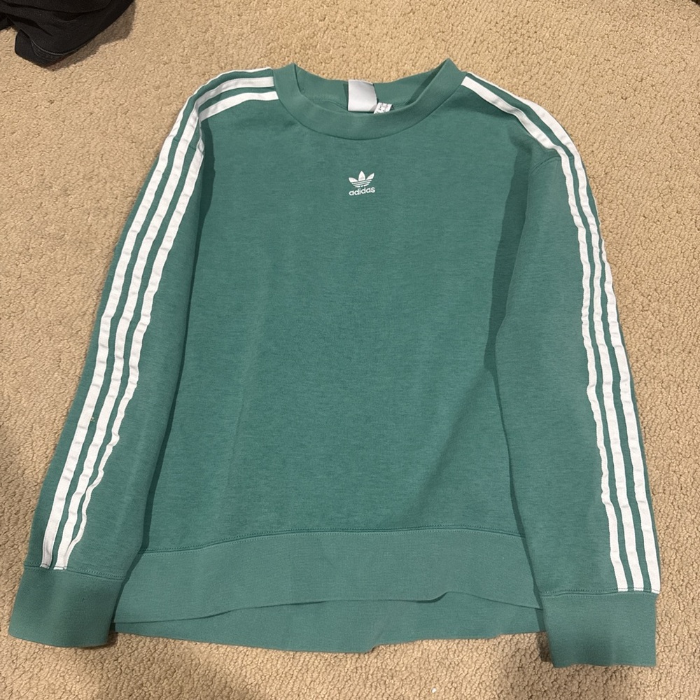 Adidas Teal Crewneck with White Accents